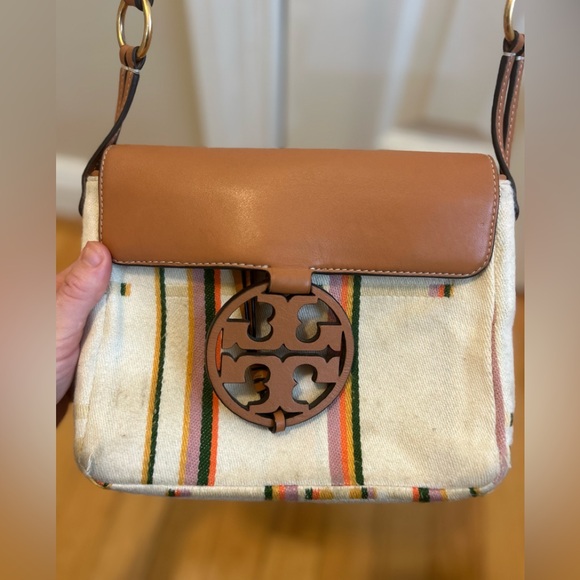 Tory Burch miller stripe crossbody bag 
Striped plaid double weave - Picture 1 of 8